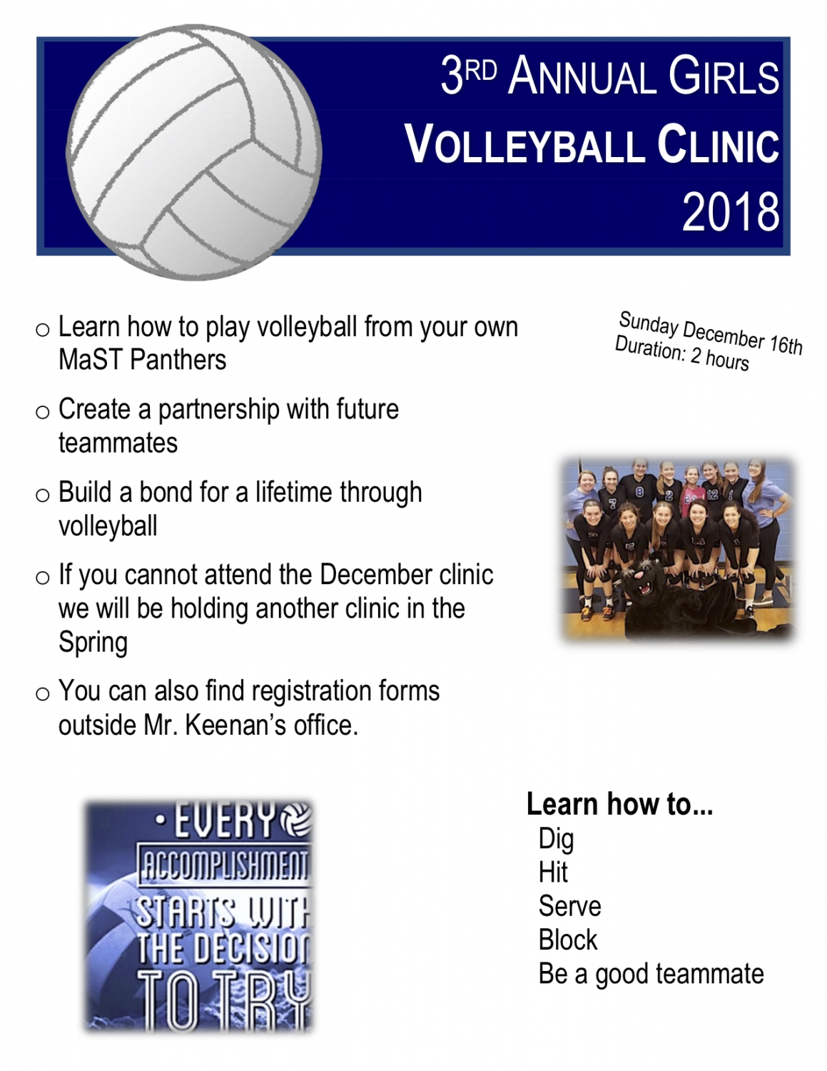 Girls Volleyball Clinic 12/16 MaST Community Charter School
